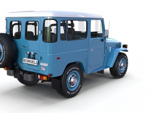 toyota land cruiser fj 40 blue with interior 3D Model