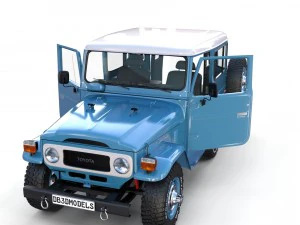 toyota land cruiser fj 40 blue with interior 3D Model