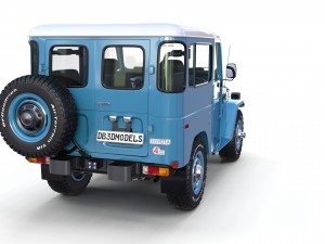 toyota land cruiser fj 40 blue with interior 3D Model