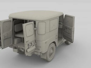 toyota land cruiser fj 40 blue with interior 3D Model
