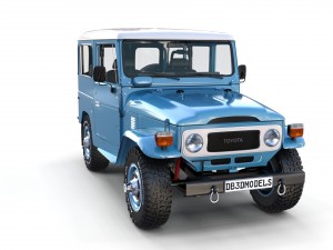 toyota land cruiser fj 40 blue with interior 3D Model