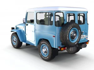toyota land cruiser fj 40 blue with interior 3D Model