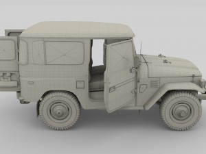 toyota land cruiser fj 40 blue with interior 3D Model