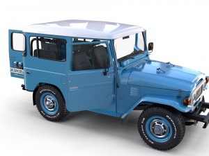 toyota land cruiser fj 40 blue with interior 3D Model