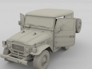 toyota land cruiser fj 40 blue with interior 3D Model