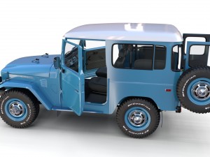 toyota land cruiser fj 40 blue with interior 3D Model