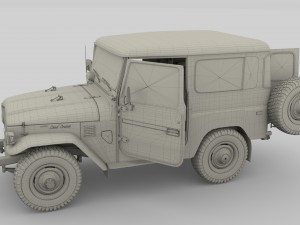 toyota land cruiser fj 40 blue with interior 3D Model