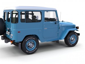 toyota land cruiser fj 40 blue with interior 3D Model