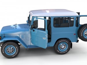 toyota land cruiser fj 40 blue with interior 3D Model