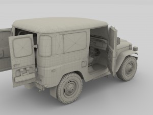toyota land cruiser fj 40 blue with interior 3D Model