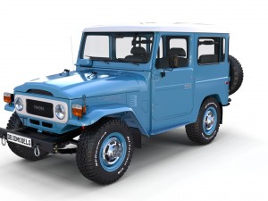toyota land cruiser fj 40 blue with interior 3D Model