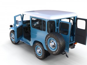 toyota land cruiser fj 40 blue with interior 3D Model