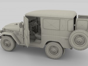 toyota land cruiser fj 40 blue with interior 3D Model