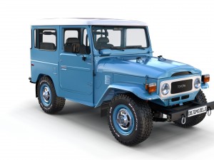 toyota land cruiser fj 40 blue with interior 3D Model