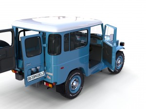 toyota land cruiser fj 40 blue with interior 3D Model
