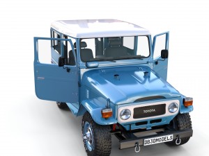 toyota land cruiser fj 40 blue with interior 3D Model
