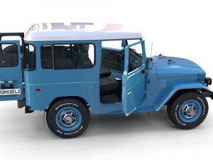toyota land cruiser fj 40 blue with interior 3D Model