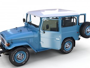 toyota land cruiser fj 40 blue with interior 3D Model