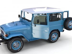 toyota land cruiser fj 40 blue with interior 3D Model