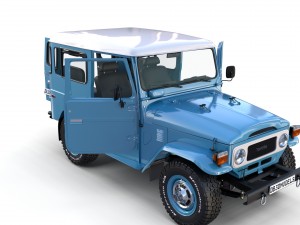 toyota land cruiser fj 40 blue with interior 3D Model