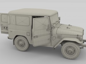 toyota land cruiser fj 40 blue with interior 3D Model