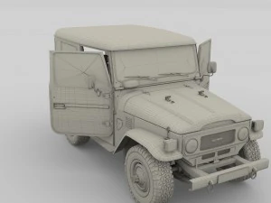 toyota land cruiser fj 40 blue with interior 3D Model