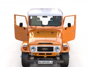 toyota land cruiser fj 40 orange with interior 3D Model