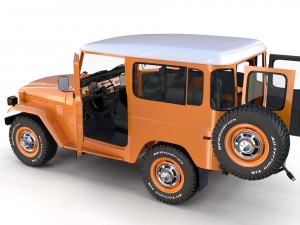 toyota land cruiser fj 40 orange with interior 3D Model