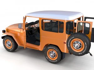 toyota land cruiser fj 40 orange with interior 3D Model