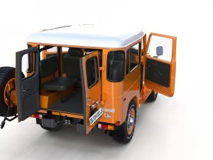 toyota land cruiser fj 40 orange with interior 3D Model