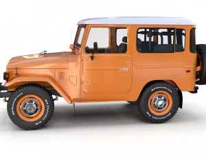 toyota land cruiser fj 40 orange with interior 3D Model