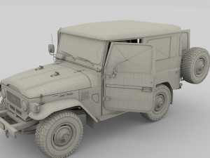 toyota land cruiser fj 40 orange with interior 3D Model
