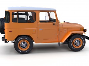 toyota land cruiser fj 40 orange with interior 3D Model