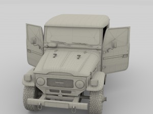 toyota land cruiser fj 40 orange with interior 3D Model