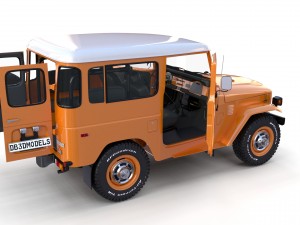 toyota land cruiser fj 40 orange with interior 3D Model