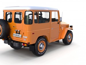 toyota land cruiser fj 40 orange with interior 3D Model