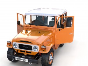 toyota land cruiser fj 40 orange with interior 3D Model
