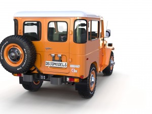 toyota land cruiser fj 40 orange with interior 3D Model