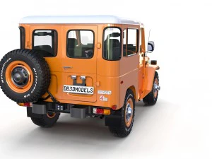 toyota land cruiser fj 40 orange with interior 3D Model