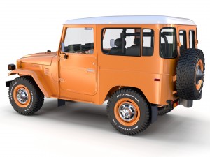 toyota land cruiser fj 40 orange with interior 3D Model