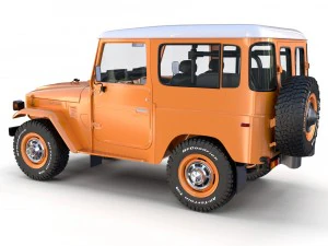 toyota land cruiser fj 40 orange with interior 3D Model