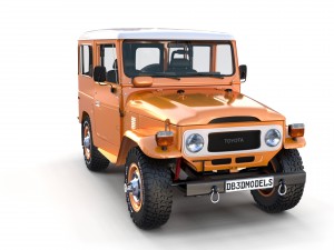 toyota land cruiser fj 40 orange with interior 3D Model
