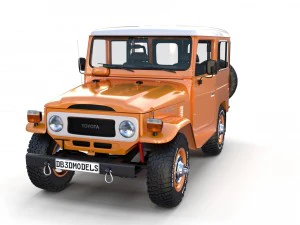 toyota land cruiser fj 40 orange with interior 3D Model