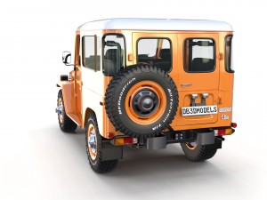 toyota land cruiser fj 40 orange with interior 3D Model
