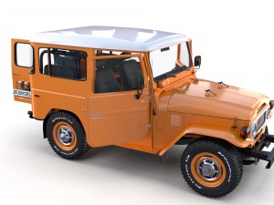 toyota land cruiser fj 40 orange with interior 3D Model