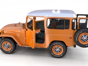 toyota land cruiser fj 40 orange with interior 3D Model