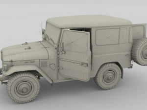 toyota land cruiser fj 40 orange with interior 3D Model