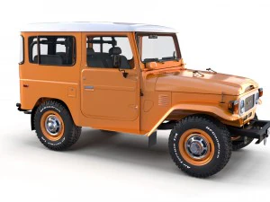 toyota land cruiser fj 40 orange with interior 3D Model
