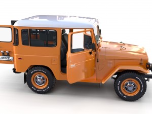 toyota land cruiser fj 40 orange with interior 3D Model