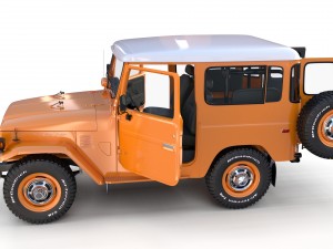 toyota land cruiser fj 40 orange with interior 3D Model